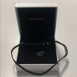 PANDORA Black Woven 15” Choker Sterling Silver